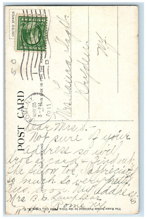 1911 School Of The Deaf Street Scene Rome New York NY Antique Posted Postcard