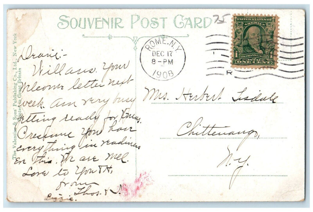 1908 1st M. E. Church And Parsonage Rome New York NY Antique Posted Postcard