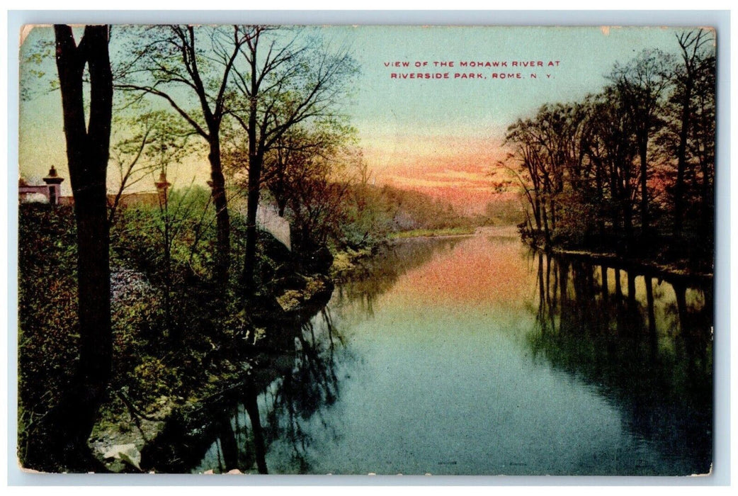 1909 View Of The Mohawk River At Riverside Park Rome New York NY Posted Postcard