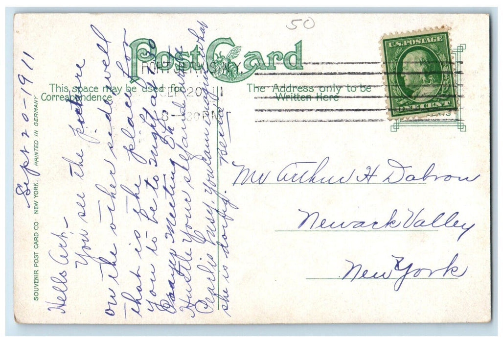 1911 Dutch Reformed Church Port Jervis New York NY Posted Antique Postcard