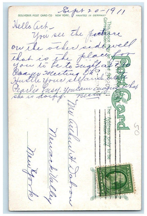 1911 Dutch Reformed Church Port Jervis New York NY Posted Antique Postcard