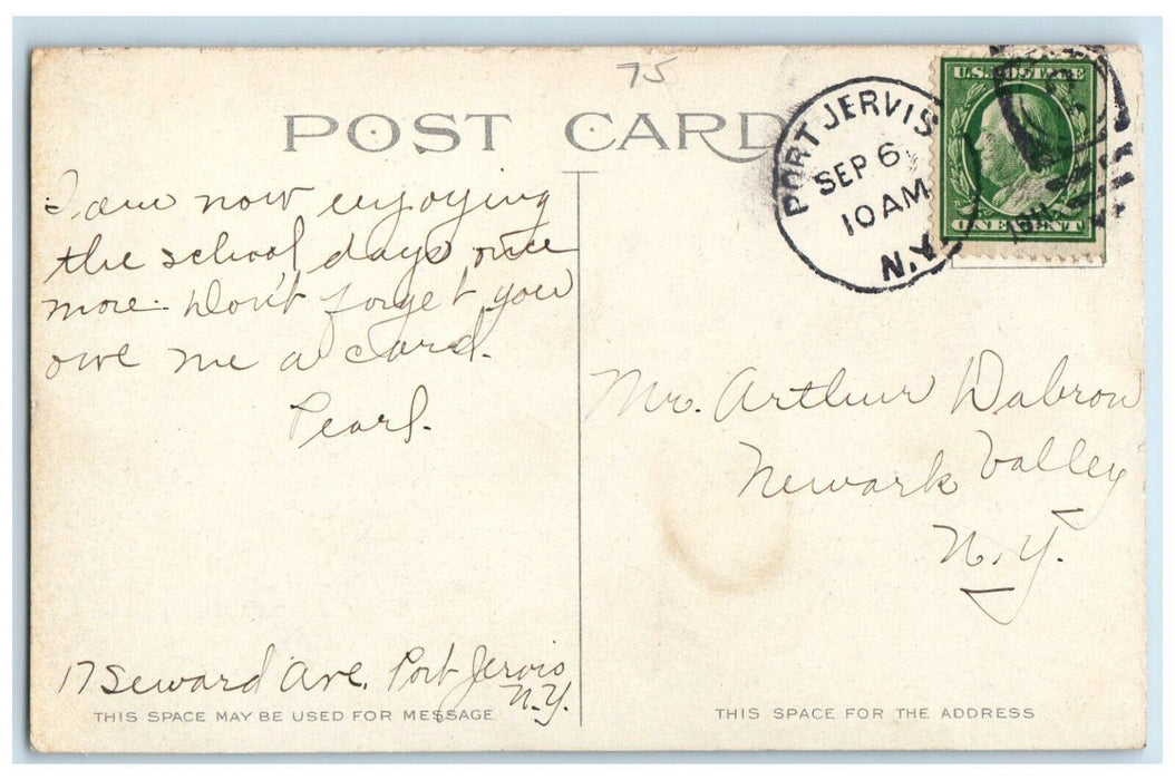 1911 Elk's Building Street Scene Port Jervis New York NY Posted Antique Postcard