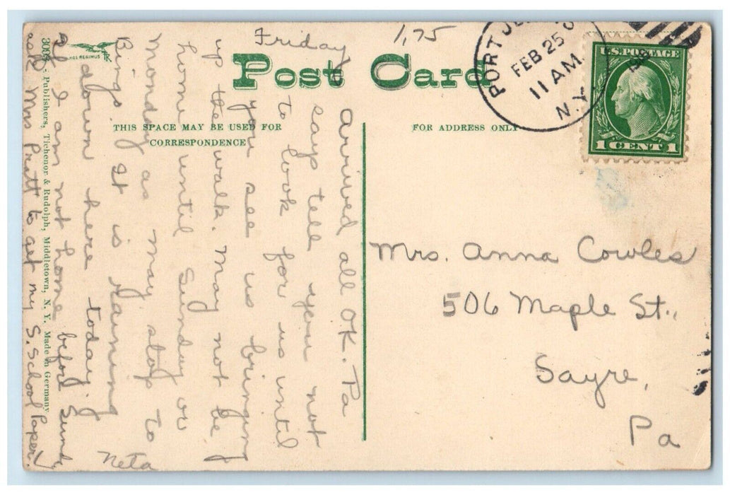 1916 Pike Street View Manson Drug Store Horse Buggy Port Jervis NY Postcard