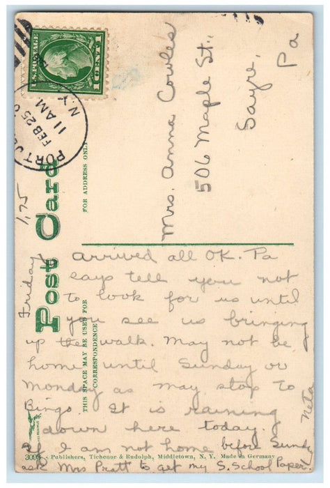 1916 Pike Street View Manson Drug Store Horse Buggy Port Jervis NY Postcard