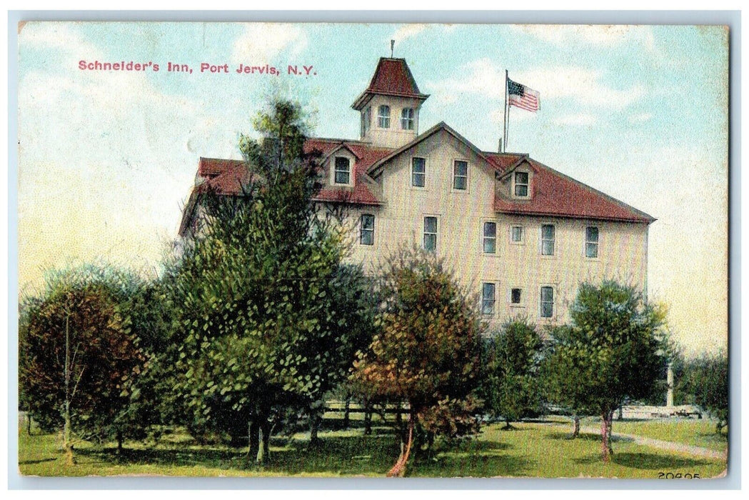 1910 Schneider's Inn Hotel Port Jervis New York NY Posted Antique Postcard