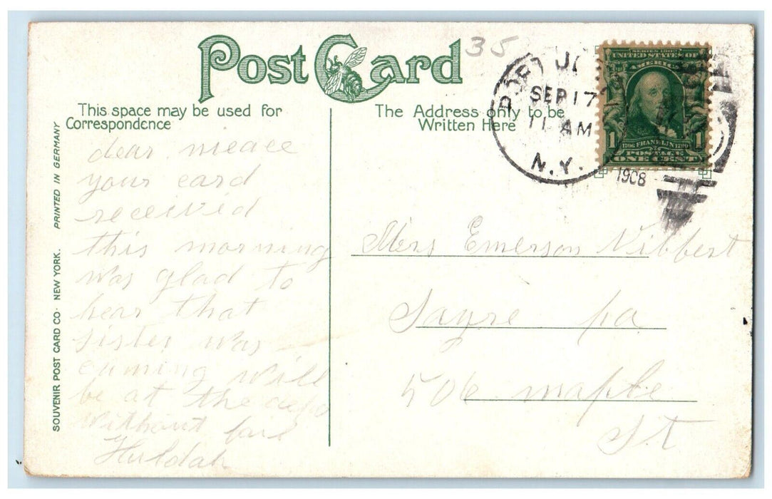 1908 Orange Square Soldier's Monument Port Jervis New York NY Antique Postcard