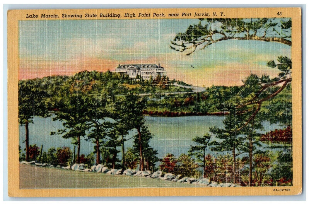 1951 Lake Marcia Showing State Building High Point Park Port Jervis NY Postcard