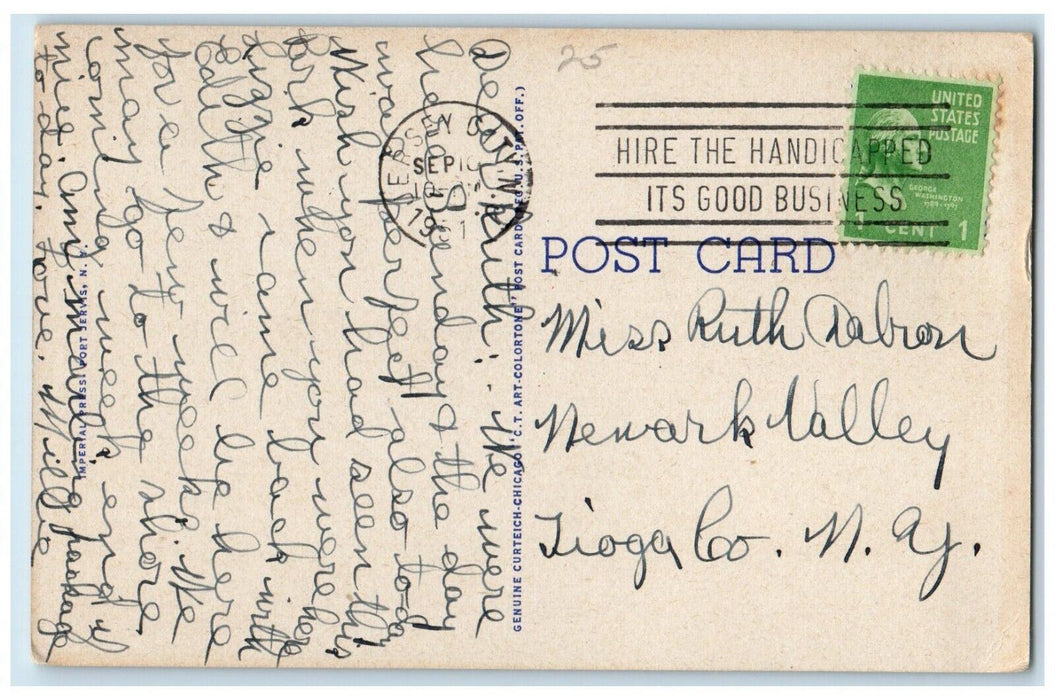 1951 Lake Marcia Showing State Building High Point Park Port Jervis NY Postcard