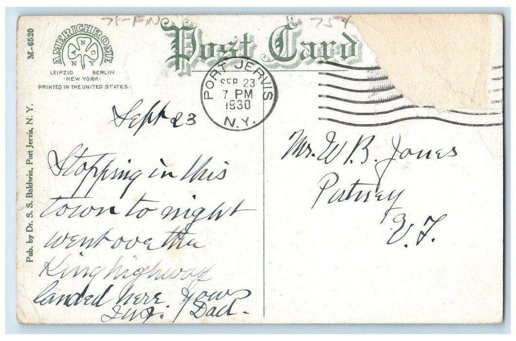 1930 Free Library And Elk's Home B. P. O. E. Port Jervis NY Dual View Postcard