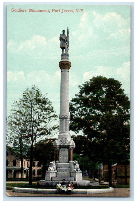 1909 View Of Soldier's Monument Port Jervis New York NY Posted Antique Postcard