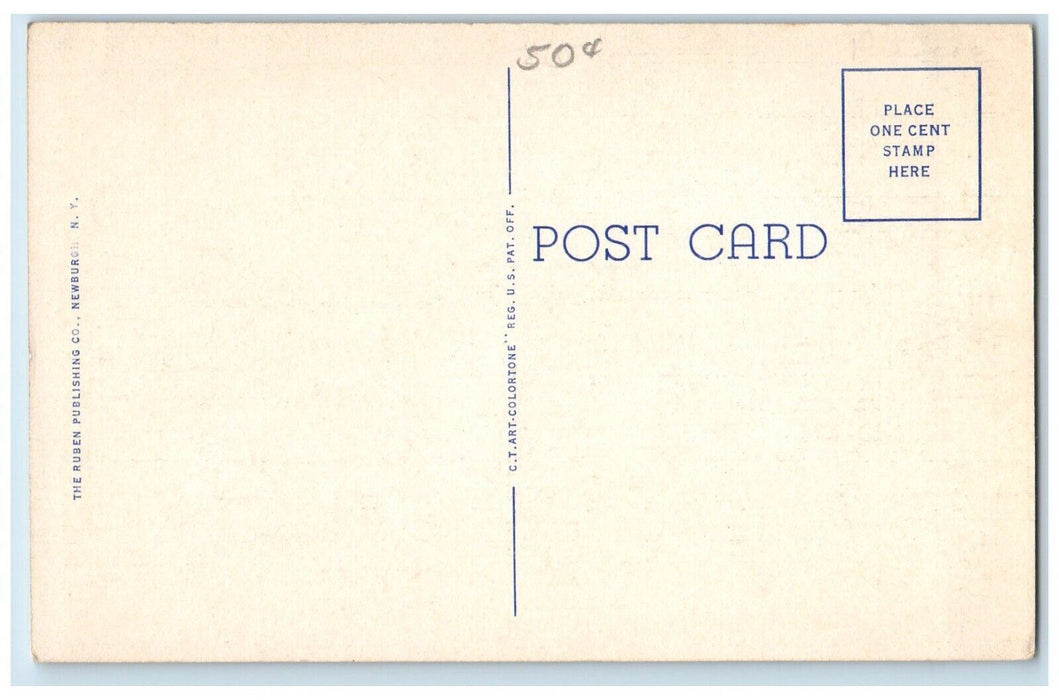 c1930's Post Office Building Street Scene Port Chester New York NY Postcard