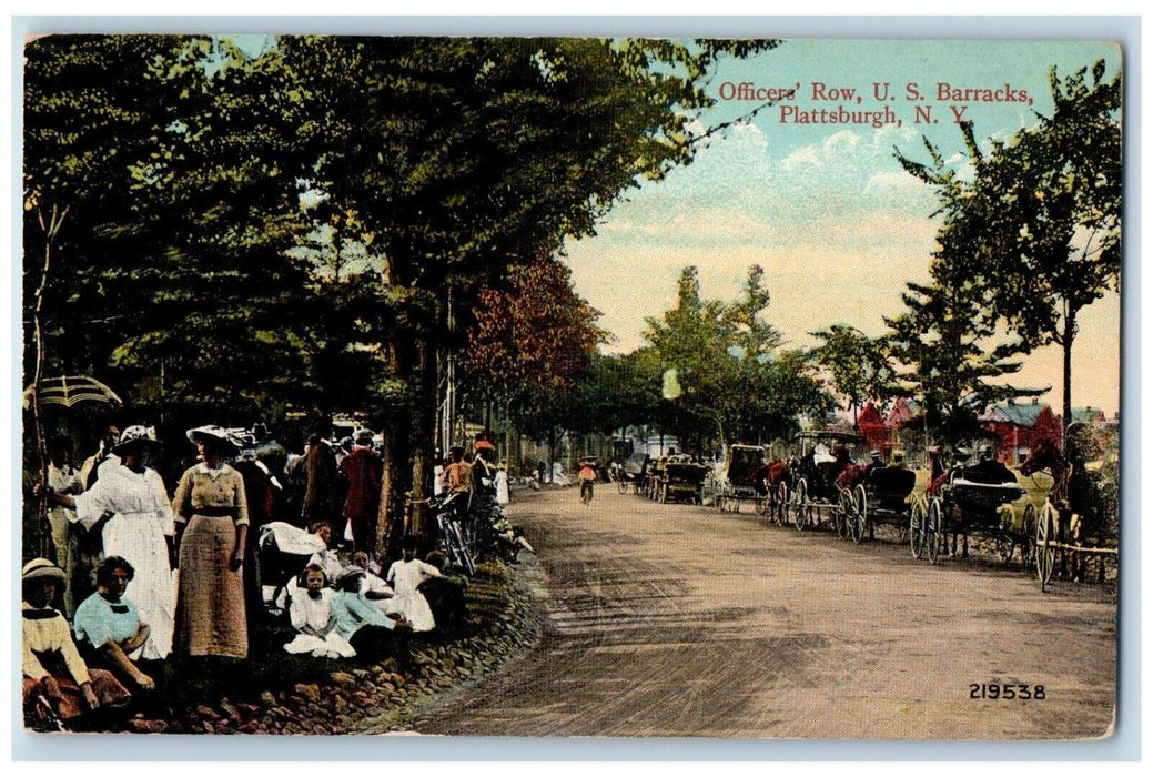 c1910's Officer's Row U.S. Barracks Dirt Road Plattsburg New York NY Postcard