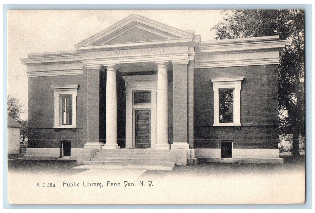 c1905 Public Library Building Penn Yan New Year NY Rotograph Antique Postcard