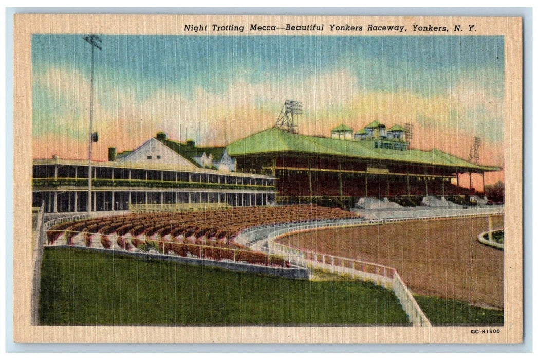 c1940's Night Trotting Mecca Beautiful Yonkers Raceway Yonkers NY Postcard