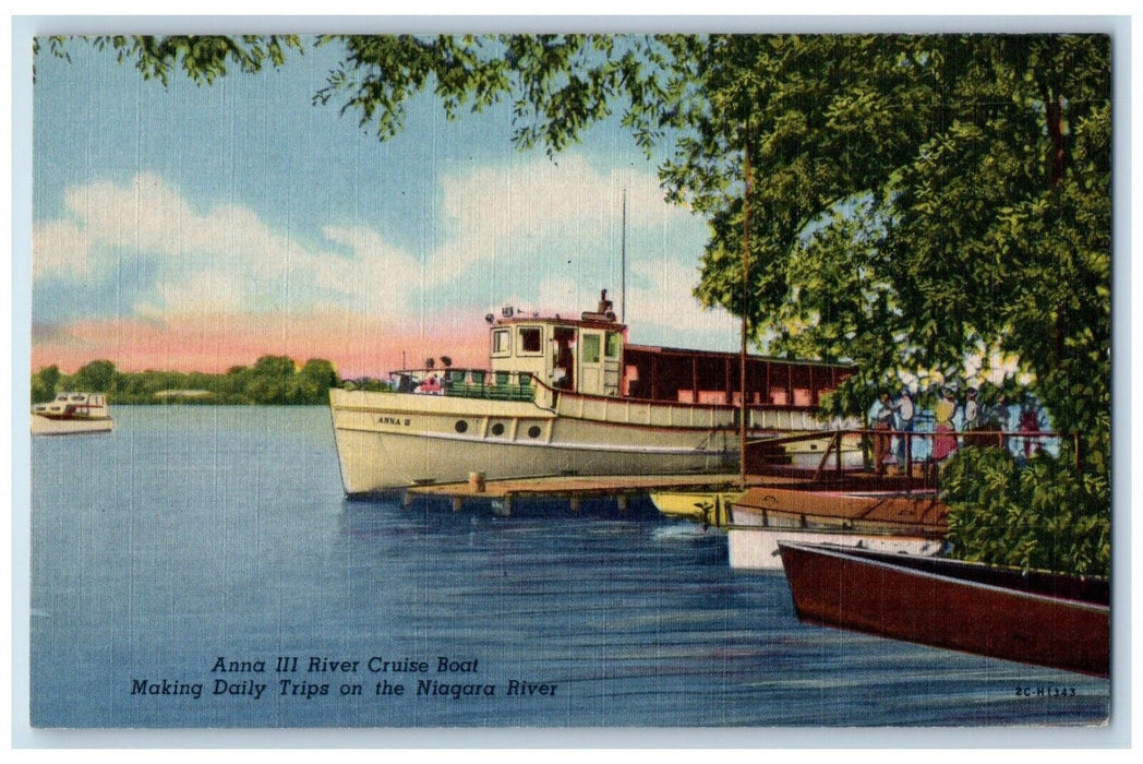 c1950's Anna III River Cruise Boat Making Trips on the Niagara River NY Postcard