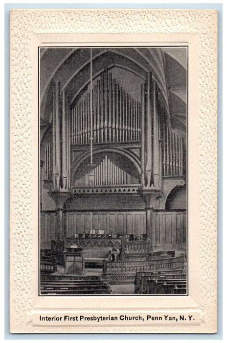c1910's Interior First Presbyterian Church Penn Yan New York NY Antique Postcard