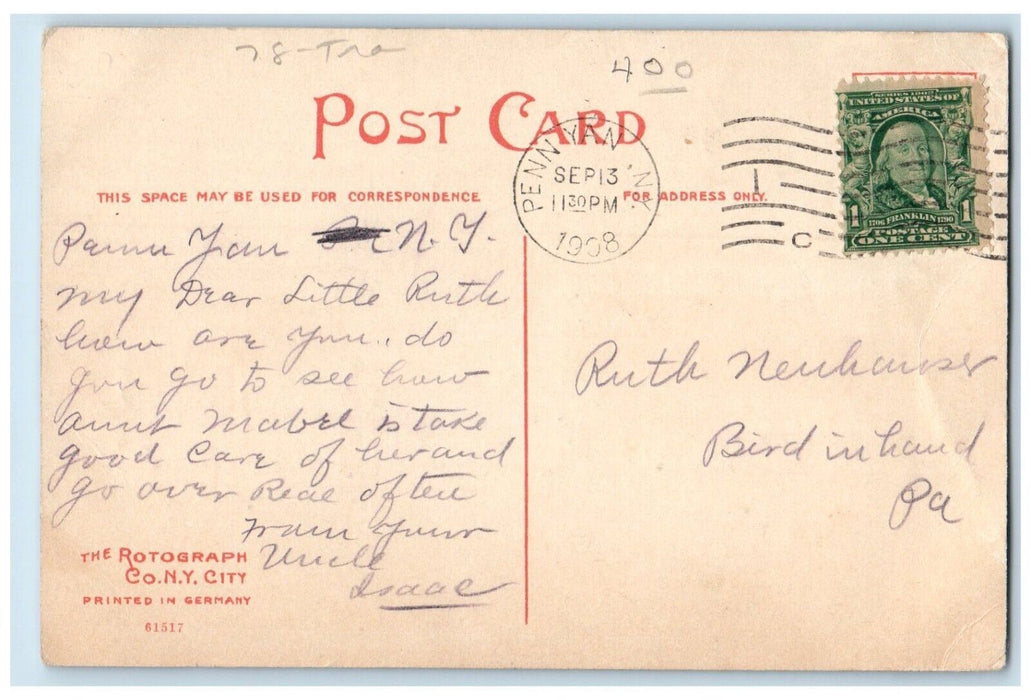 c1910's Steamer Penn Yan Entering Dock Penn Yan New York NY Antique Postcard
