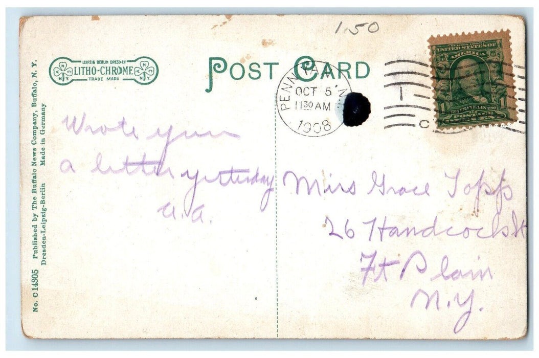 1908 Main Street Looking North From Jacob Street Stores Penn Yan NY Postcard