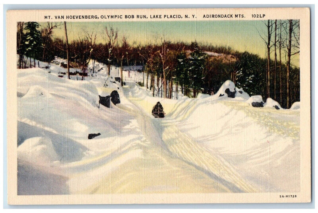c1940's Mt. Van Hoevenberg Olympic Bob Run Adirondack Lake Placid NY Postcard