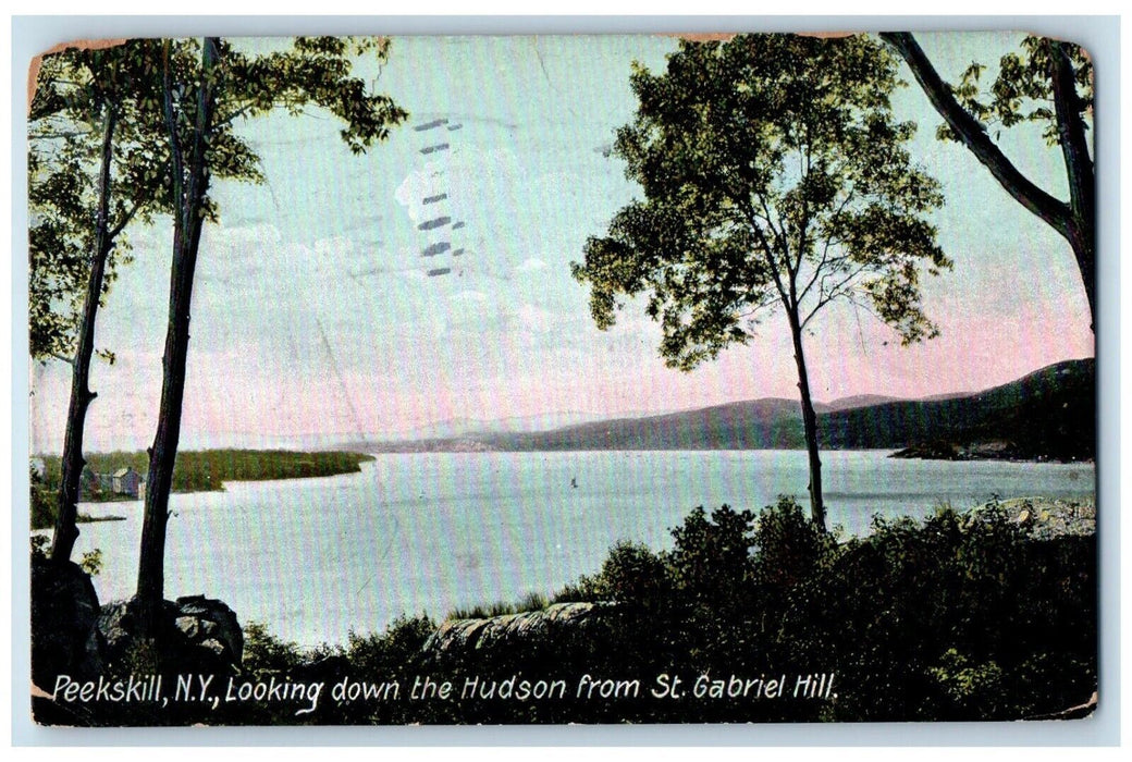 1912 Looking Down The Hudson From St. Gabriel Hill Peekskill NY Antique Postcard