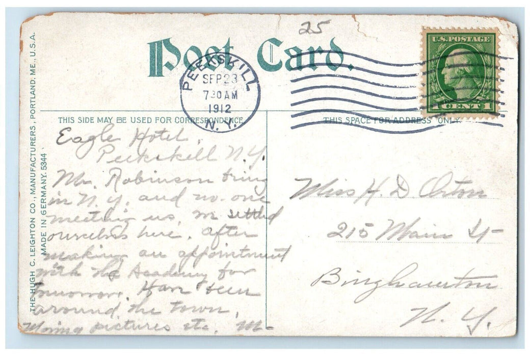 1912 Looking Down The Hudson From St. Gabriel Hill Peekskill NY Antique Postcard