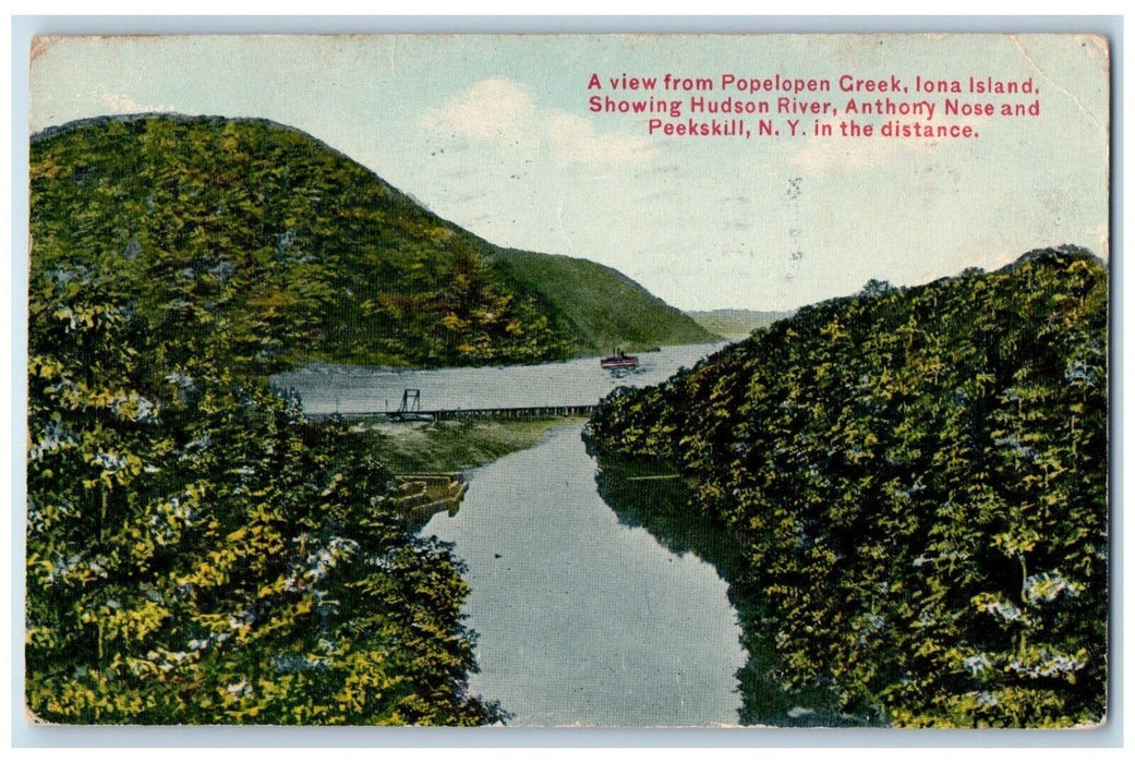 1912 View From Popelopen Creek Iona Island Hudson River Peekskill NY Postcard