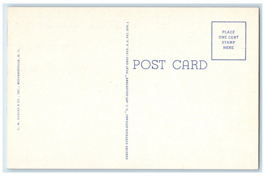c1940's Riding High on Whiteface Bob-Run Curve Adirondack Mts. NY Postcard
