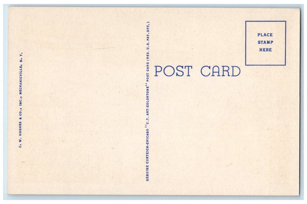 c1940's Ski Jumper Takes to the Air Olympic Ski Hill Adirondack Mts. NY Postcard