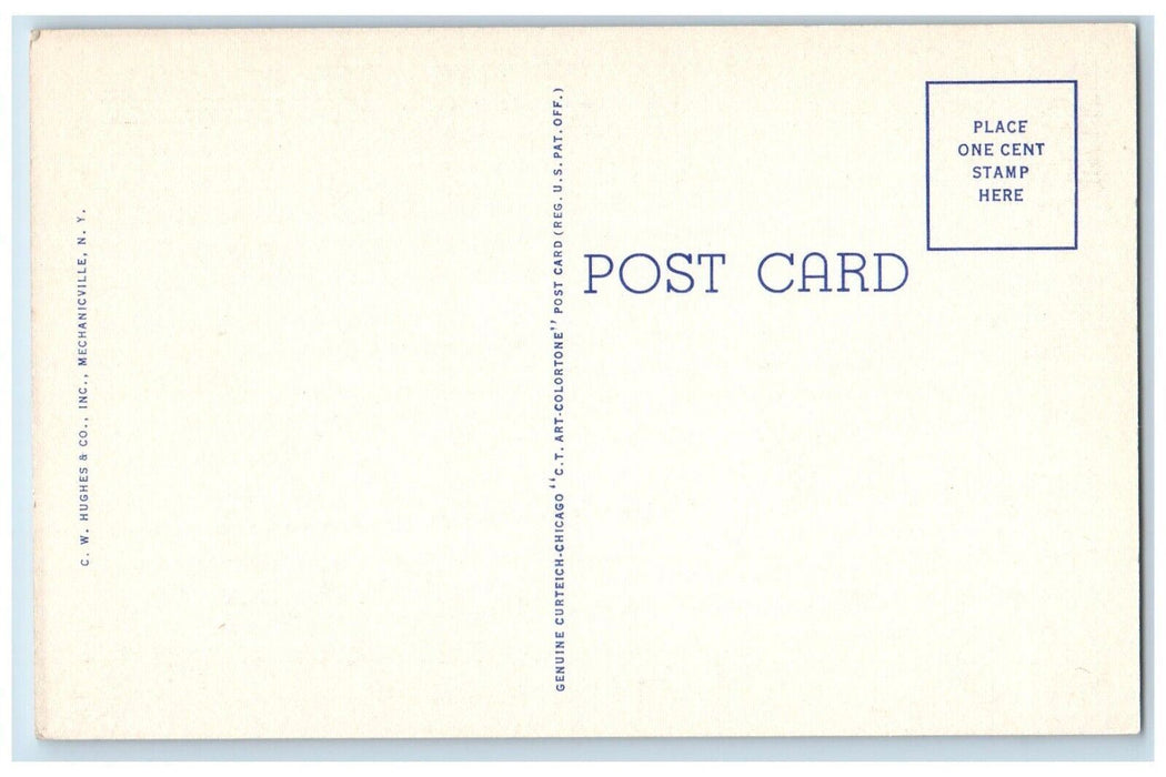 c1940's Skier Pauses By Mountain Brook Lake Placid Adirondack Mts. NY Postcard