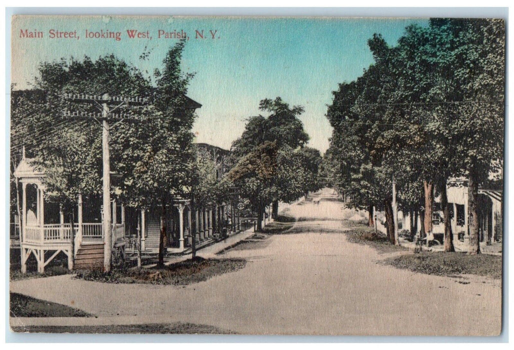 1909 Main Street Looking West Dirt Road Parish New York NY Antique Postcard