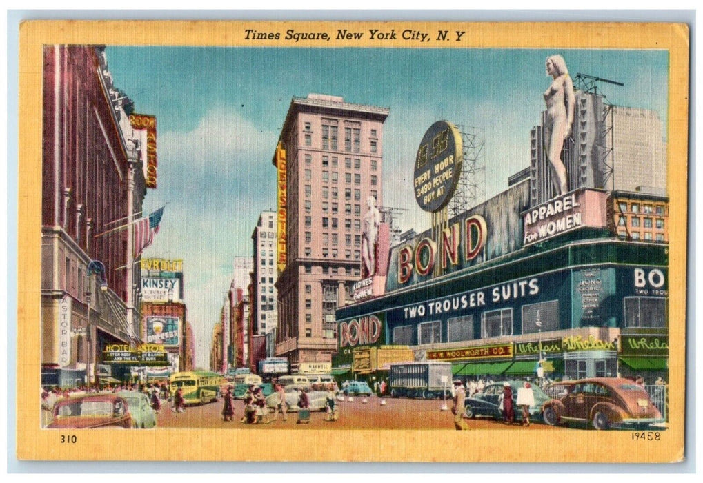 c1940's Hotel Astor Woolworth Co. Bond Times Square New York City NY Postcard