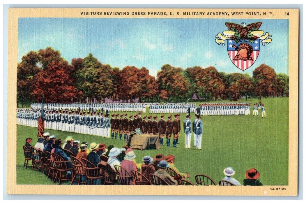 c1940's Visitors Reviewing Dress Parade US Military Academy New York NY Postcard