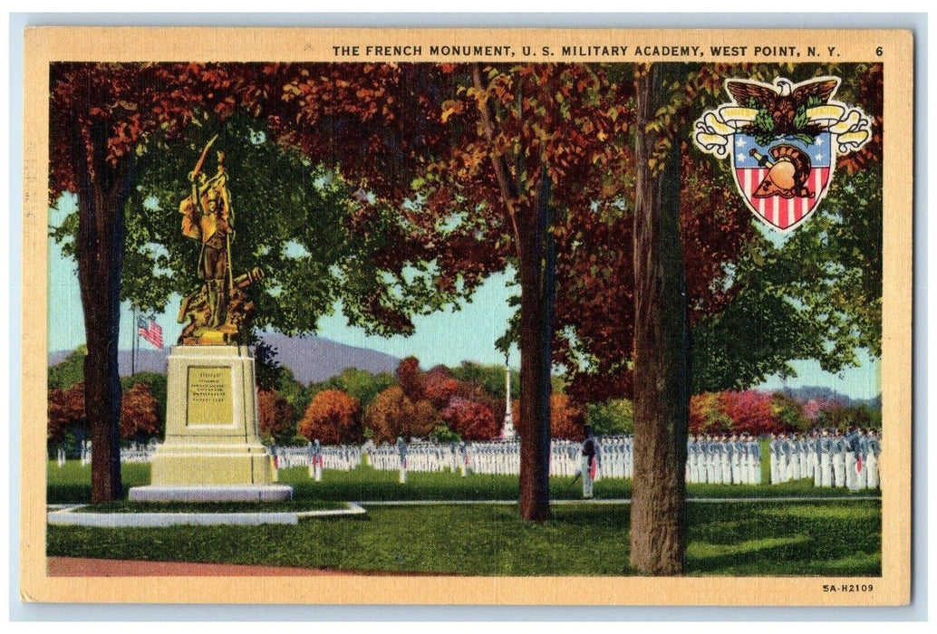 c1940's The French Monument US Military Academy West Point New York NY Postcard