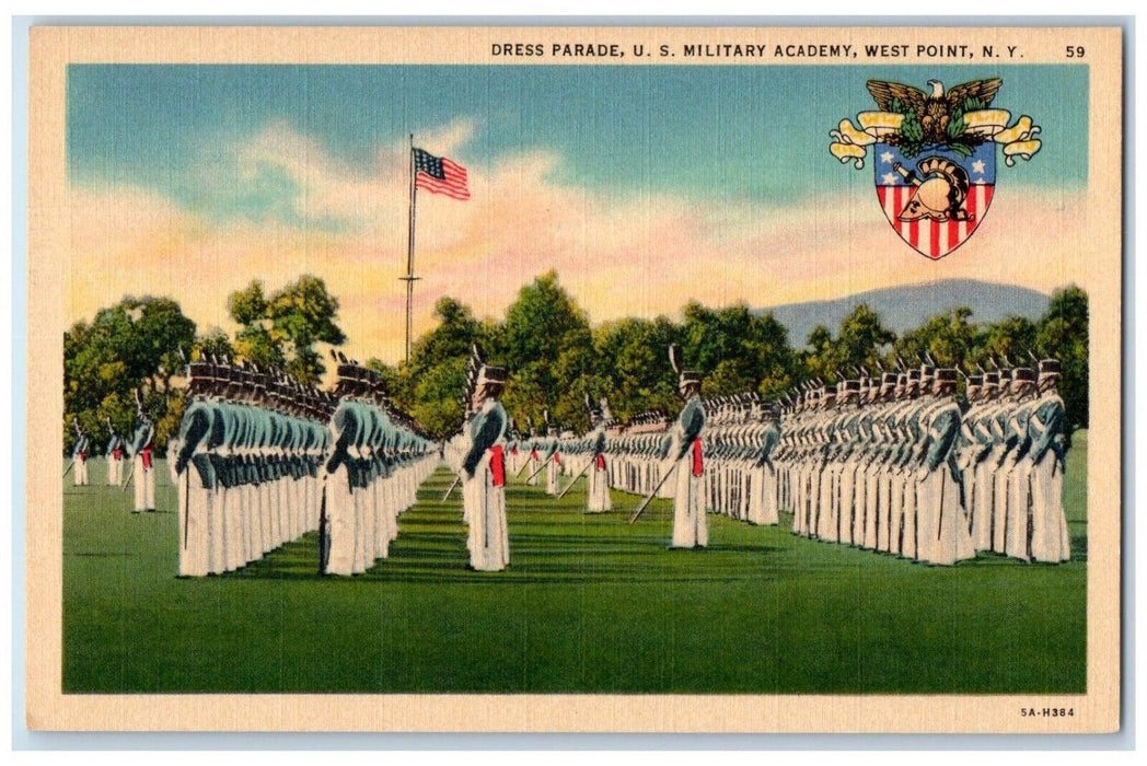 c1940's Dress Parade US Military Academy West Point New York NY Postcard