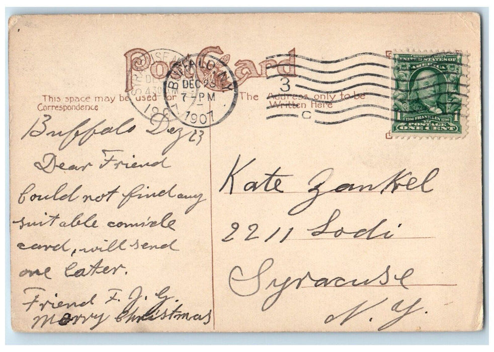 1907 State Normal School Buffalo New York NY Antique Posted Postcard