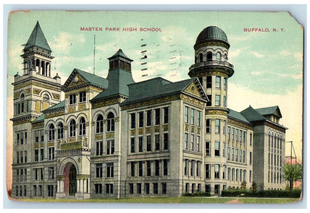 1909 Masten Park High School Buffalo New York NY Antique Posted Postcard