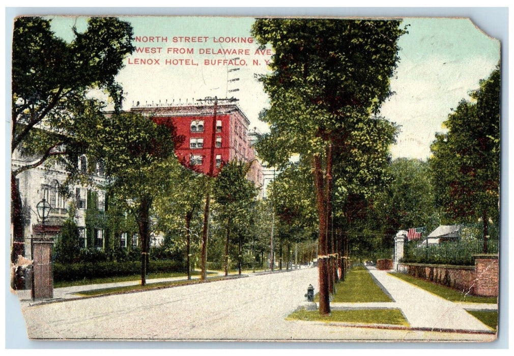 1909 Looking West From Delaware Ave. Lenox Hotel Buffalo NY Postcard