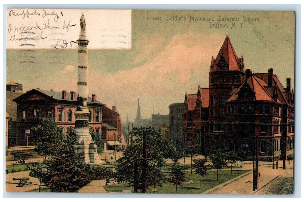 1906 Soldiers Monument Lafayette Square Buffalo New York NY Antique Postcard