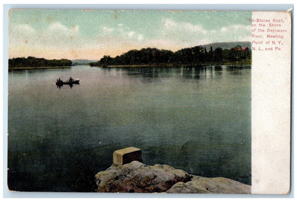 c1905 Tri-States Rock On The Shore Delaware River Meeting Point NY Postcard