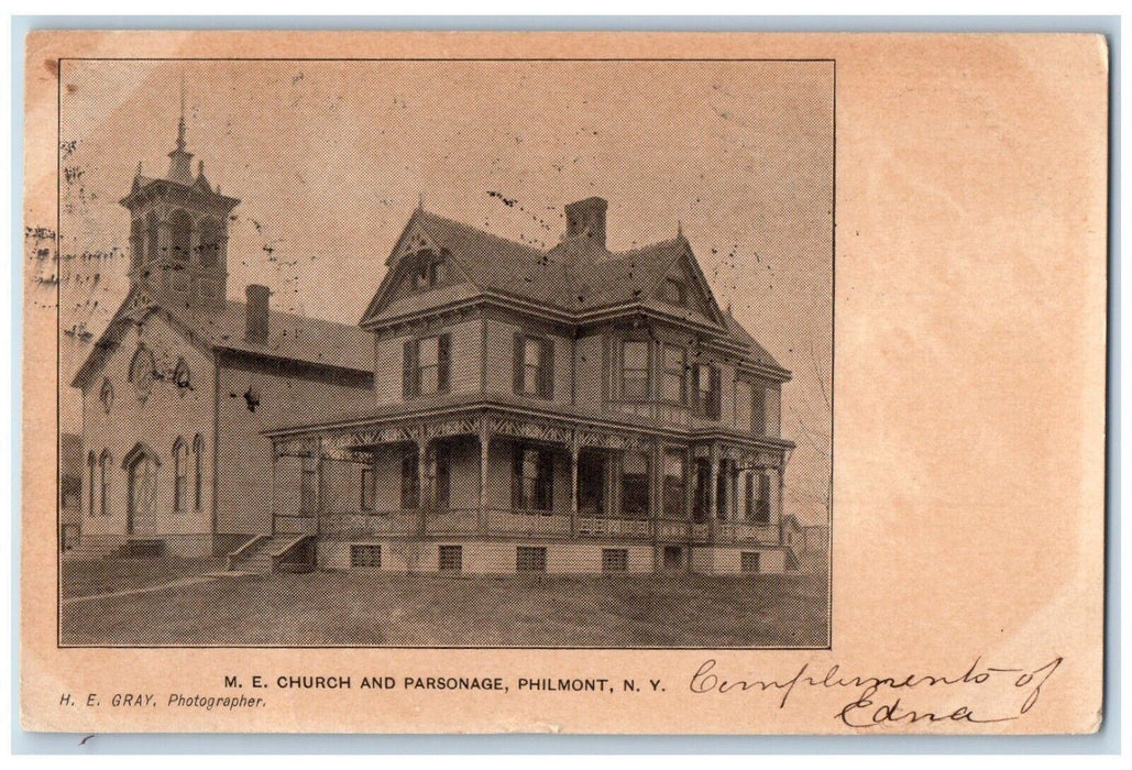 1906 M. E. Church And Parsonage Columbia County Philmont New York NY Postcard