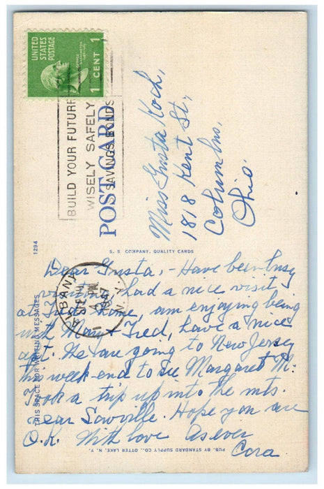 1947 Airplane View of the Lake Long Point Inn Adirondack Mountains NY Postcard