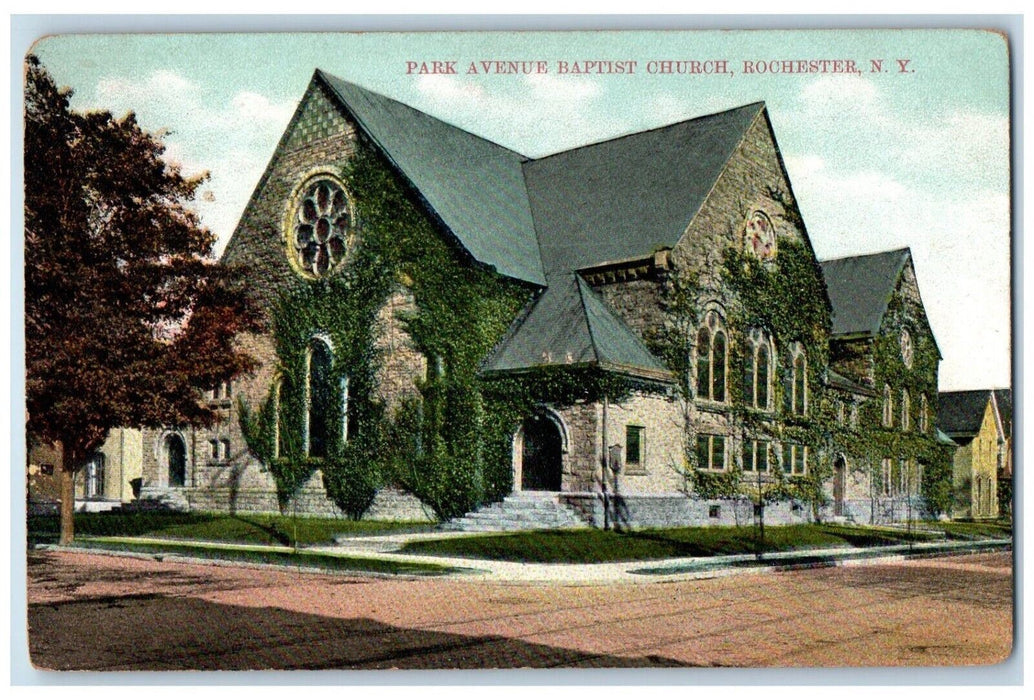 1909 Park Avenue Baptist Church Rochester New York NY Posted Antique Postcard