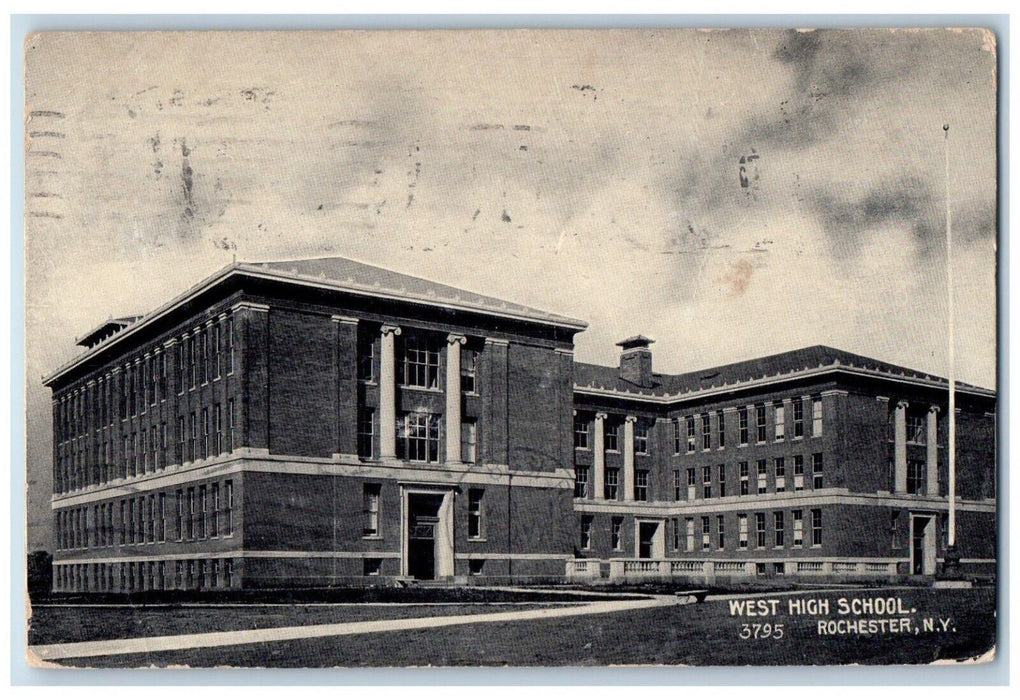 1908 West High School Building Rochester New York NY Posted Antique Postcard
