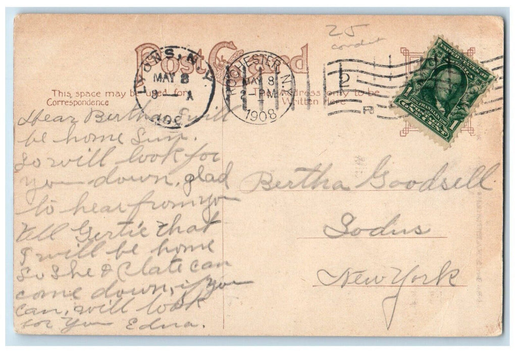 1908 West High School Building Rochester New York NY Posted Antique Postcard