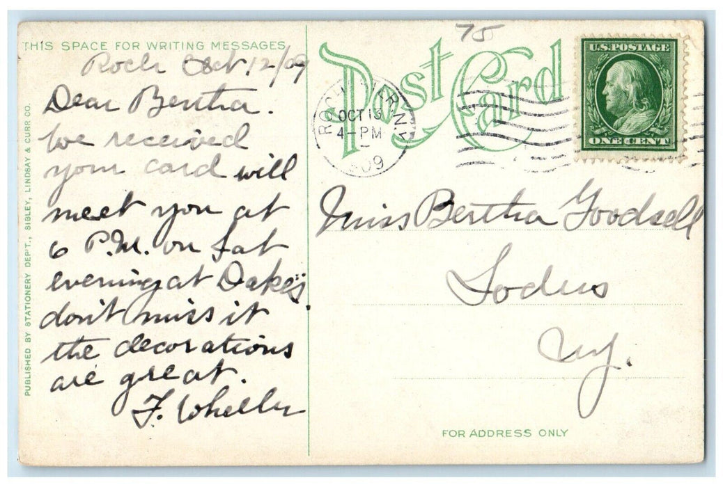 1909 East High School Building Rochester New York NY Posted Antique Postcard