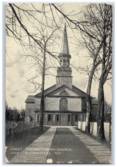 1908 First Presbyterian Church Schenectady New York NY Posted Antique Postcard