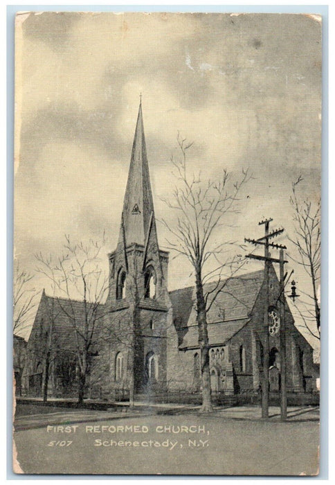 1908 First Reformed Church Schenectady New York NY Posted Antique Postcard