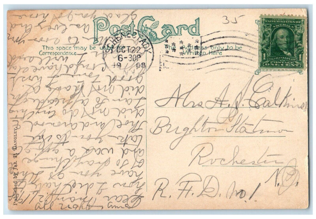 1908 First Reformed Church Schenectady New York NY Posted Antique Postcard