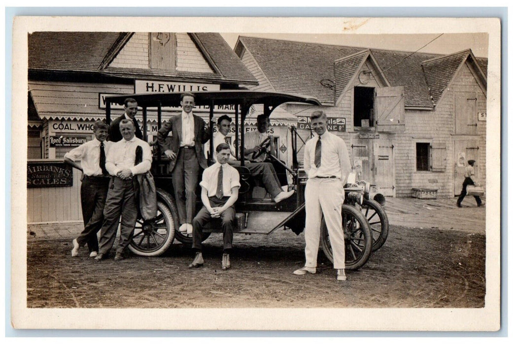 c1910's H. F. Wills Market Store Car Advertising RPPC Photo Antique Postcard