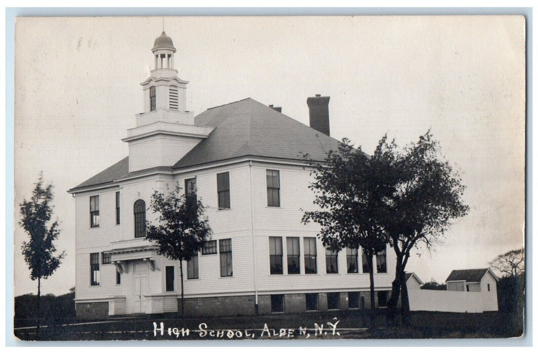 c1910's High School Buiding Alden New York NY RPPC Photo Antique Postcard